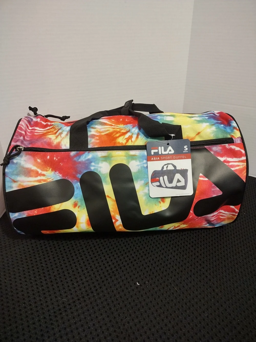 FILA Tie-Dye Sport Duffel Bag - Red, Yellow, Blue, Green